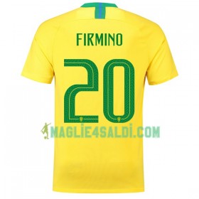 Maglia Brasile Firmino 20 Prima Divisa Mondiali di Calcio 2018